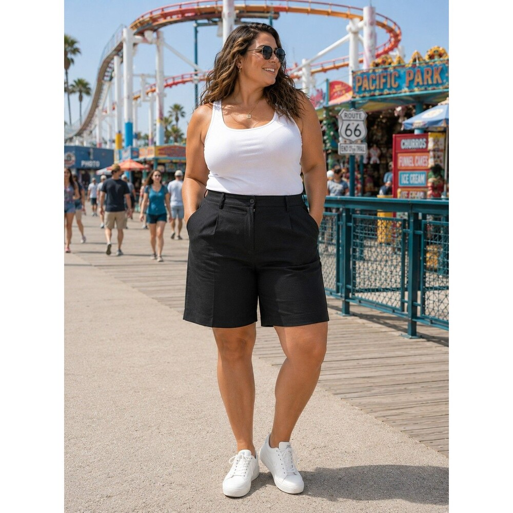 Madewell Women’s 14 Black Linen Blend Tailored Shorts Elastic Back Waist NWT
